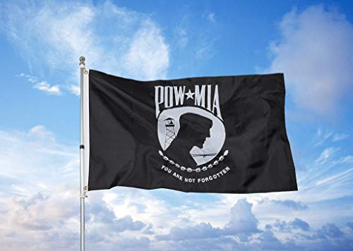 Pow Mia Flag Embroidered 3x5 Outdoor - Heavy Duty Double Sided You are Not Forgotten War Flags 300D Nylon Military Pow Flags for Outside