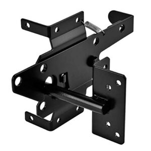 NIDAYE Self-Locking Gate Latch - Post Mount Automatic Gravity Lever Wood Fence Gate Latches with Fasteners/Black Finish Steel Gate Latch to Secure Pool