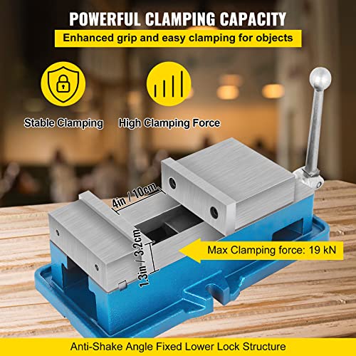 Happybuy 4 Inch ACCU Lock Down Vise Precision Milling Vise 4 Inch Jaw Width Drill Press Vise Milling Drilling Machine Bench Clamp Clamping Vice(4")