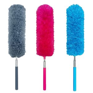 m-jump 3 pcs 15.7 to 35.5 inch extendable telescoping microfiber duster bendable brush washable dusting brush for home office car