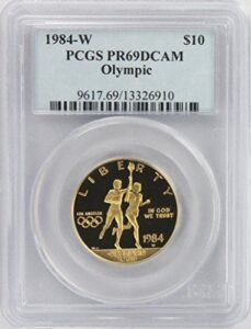 1984-w olympic commemorative $10 gold, pr69dcam, pcgs