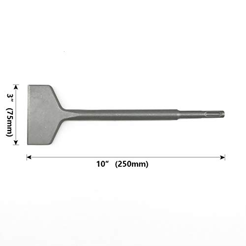 SPKLINE 3 Inch Wide Tile & Thinset Scaling Chisel SDS-Plus Shank 3" x 10" Thinset Scraper Wall and Floor Scraper Works with All Brands of SDS-Plus Rotary Hammers and Demolition Hammers