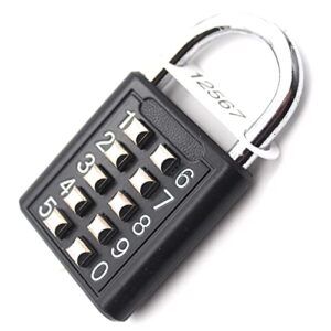 zeng padlock - digits combination lock,button combination security padlock digital lock, for gym or sports locker, case, toolbox, fence, hasp cabinet (black)