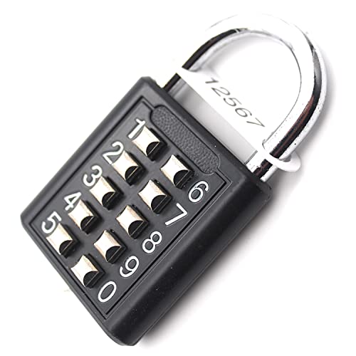 zeng Padlock - Digits Combination Lock,Button Combination Security Padlock Digital Lock, for Gym or Sports Locker, case, Toolbox, Fence, hasp Cabinet (Black)