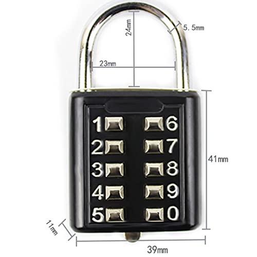 zeng Padlock - Digits Combination Lock,Button Combination Security Padlock Digital Lock, for Gym or Sports Locker, case, Toolbox, Fence, hasp Cabinet (Black)