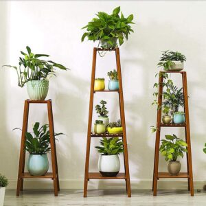 Magshion Bamboo Tall Plant Stand Pot Holder Small Space Flower Shelf Rack Display Table (2-Tier)
