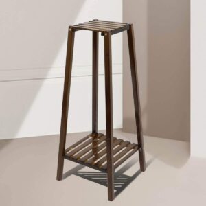 Magshion Bamboo Tall Plant Stand Pot Holder Small Space Flower Shelf Rack Display Table (2-Tier)