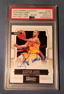 2009 stephen curry panini classics timeless signed rc psa gem mint 10 auto 9 - basketball slabbed autographed rookie cards