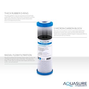 Aquasure Pioneer Series 1 Micron Solid Coconut Shell Carbon Block Water Filter - 10" x 2.5"