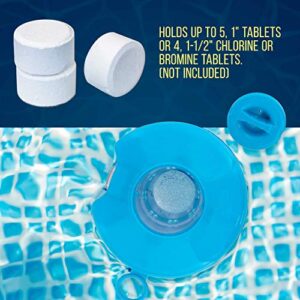 U.S. Pool Supply Spa, Hot Tub, Small Pool, 4-1/2" Diameter Floating Chlorine & Bromine Chemical Dispenser with 120° F Thermometer, Holds 1" or 1-1/2" Tablets - Adjustable Chemical Delivery