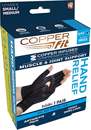 Copper Fit Black Compression Gloves 1 pk