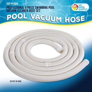 U.S. Pool Supply Professional 8 Piece Swimming Pool Vacuum Cleaner Hose Set - 40" Flexible Spiral Wound Connector Sections with 1.5" Male & Female Cuff Ends - Fits Most Brands of Automatic Cleaners