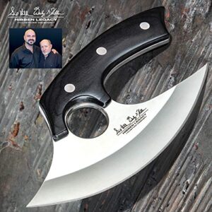 hibben legacy ulu knife – keenly sharp 5cr15 stainless steel blade, pakkawood handle scales, stainless steel pins, leather sheath – sleek reimagining of the classic ulu knife - 7 5/8” overall