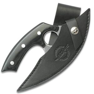 Hibben Legacy Ulu Knife – Keenly Sharp 5Cr15 Stainless Steel Blade, Pakkawood Handle Scales, Stainless Steel Pins, Leather Sheath – Sleek Reimagining of the Classic Ulu Knife - 7 5/8” Overall