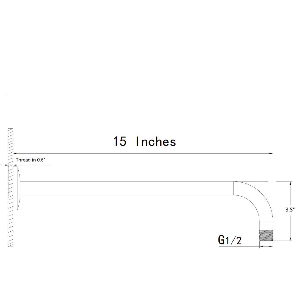 NearMoon Shower Arm, Extra Fixed Arm with Flange, Stainless Steel Wall-Mounted ShowerHead Arm (15 Inch, Chrome Finish)