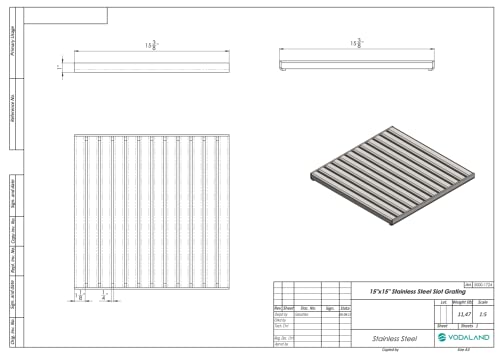 Vodaland - 16x16 Inch Catch Basin. PPE Plastic with 100% Stainless Steel - ADA/Heel Proof Grate and Sediment Basket Included.