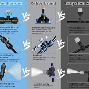 Landgarden Outdoor Misting Cooling System,33ft Misting Line,11 Brass Mist Nozzles for Patio Garden Greenhouse