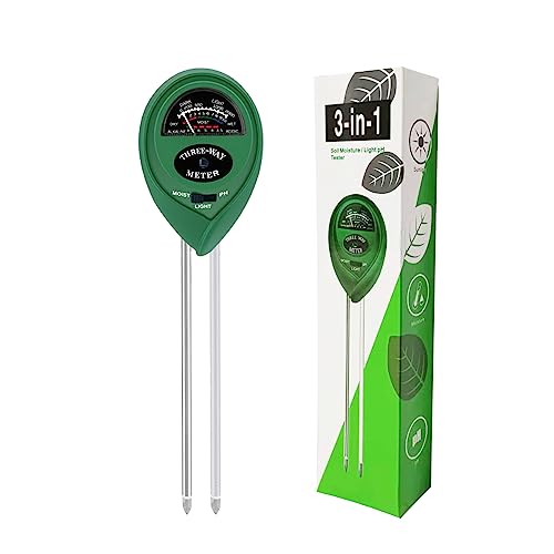 Soil PH Meter Soil Moisture Sensor 3-in-1 Soil Moisture/Light/pH Test Kit for Indoor/Outdoor Plants Care(No Battery Needed)