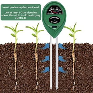 Soil PH Meter Soil Moisture Sensor 3-in-1 Soil Moisture/Light/pH Test Kit for Indoor/Outdoor Plants Care(No Battery Needed)