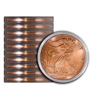 pack of 10 walking liberty 1 oz copper round medallion in protective capsules