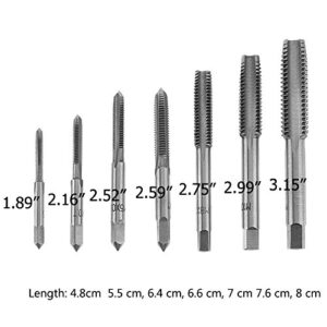 QISF 7Pcs Bearing Steel Metric Screw Thread Tap M3-M12 Plug Tap Set(Wrench is not include)