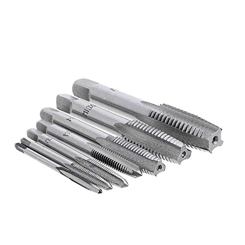 QISF 7Pcs Bearing Steel Metric Screw Thread Tap M3-M12 Plug Tap Set(Wrench is not include)