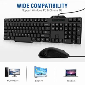 Wired Keyboard and Mouse Combo, Gofreetech Full-Size Keyboard and Mouse Combo with Optical 3 Button Mouse, USB Plug-and-Play, Compatible with Desktop, Laptop, Notebook, PC Windows