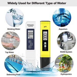 GuDoQi PH Meter, TDS Meter Combo, Pool Water Test Kit, PH Tester Digital, PPM Meter, 0.01 Resolution TDS PH EC Temperature 4 in 1 Set for Drinking Water, Hydroponics, RO System, Aquarium, Swimming