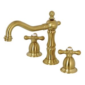 kingston brass ks1977ax 8 in. widespread bathroom faucet, brushed brass, 8 x 7.56 x 7.44