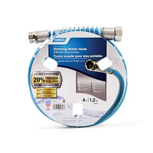 camco 22813 4ft premium drinking water hose, lead and bpa free, anti-kink design, 20% thicker than standard hoses 5/8" inside diameter, 4 feet, blue