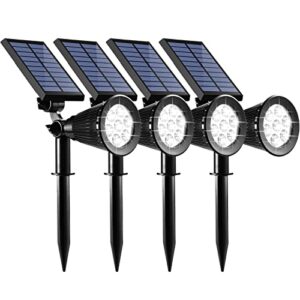 sunklly solar spotlights outdoor, 7 leds 2-in-1 waterproof adjustable solar powered landscape spotlights, 2 lighting modes auto on/off solar garden lights for lawn tree patio yard walkway (4 pack)