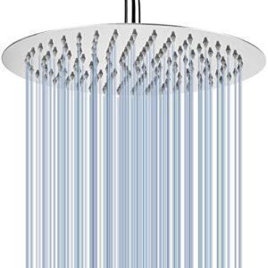 voolan rain shower head, high flow large rainfall showerhead made of all metal stainless steel, waterfall body covering, universal wall and ceiling mount (12 inch, chrome)