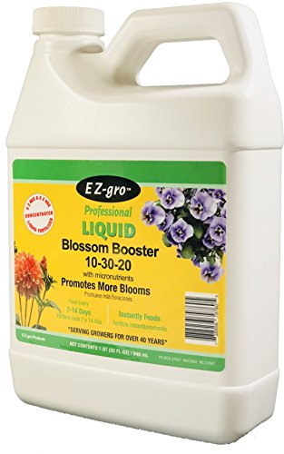 Flower Food by EZ-gro | 10-30-20 Blossom Booster is a Plant Food for all Blooming Plants | This Plant Fertilizer is both E Z to MIx and E Z to Use because it is a Liquid Plant Food
