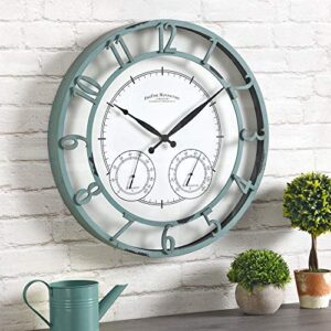 firstime & co. laguna outdoor wall clock, 18", aged teal