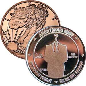1 oz .999 pure copper round/challenge coin (walking liberty/faceless man)