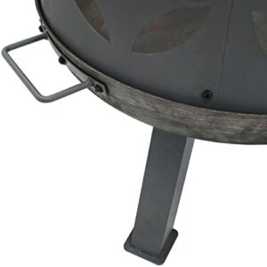 Sunnydaze 26-Inch Cast Iron Retro Fire Pit Bowl with Handles and Spark Screen