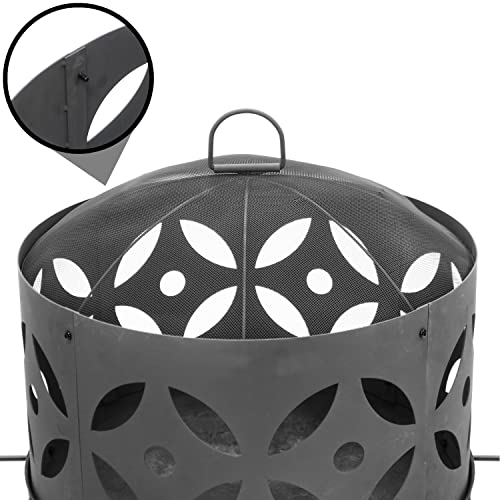 Sunnydaze 26-Inch Cast Iron Retro Fire Pit Bowl with Handles and Spark Screen