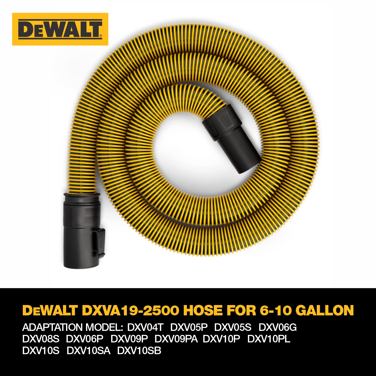 DeWalt DXVA19-2500 Ultra Durable Vacuum Hose Shop Vacuum Accessories 1-7/8", Yellow