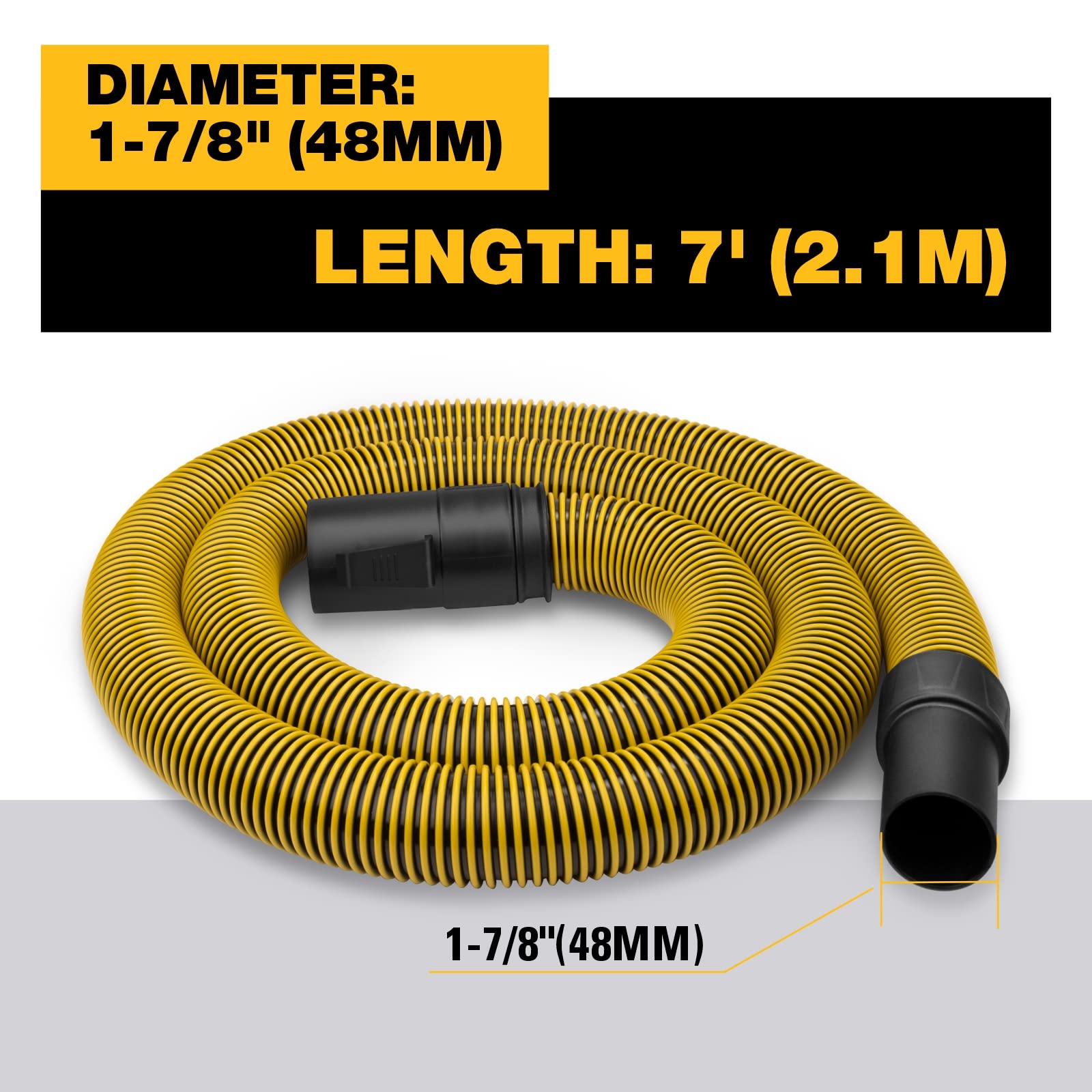 DeWalt DXVA19-2500 Ultra Durable Vacuum Hose Shop Vacuum Accessories 1-7/8", Yellow