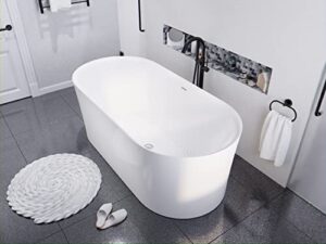 anzzi 67" freestanding jetted bathtub - white acrylic air jetted free standing bath tub - jerico series soaking tub, drain and overflow, light up control pad - luxury spa experience at home