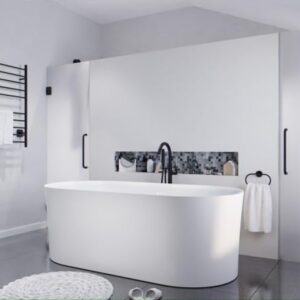 ANZZI 67" Freestanding Jetted Bathtub - White Acrylic Air Jetted Free standing Bath tub - Jerico Series Soaking Tub, Drain and Overflow, Light Up Control Pad - Luxury Spa Experience at Home