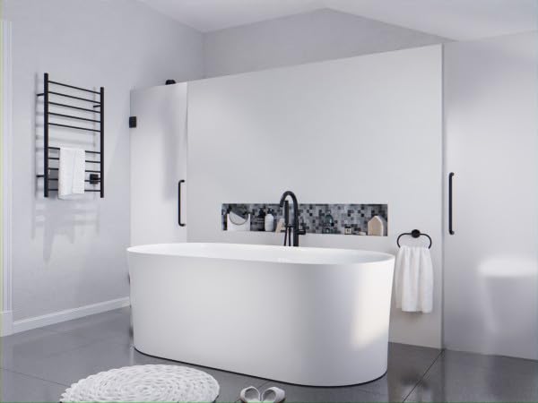 ANZZI 67" Freestanding Jetted Bathtub - White Acrylic Air Jetted Free standing Bath tub - Jerico Series Soaking Tub, Drain and Overflow, Light Up Control Pad - Luxury Spa Experience at Home
