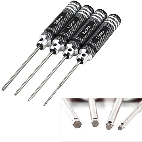 OFNMY 4pcs Hex Screw Driver Tools Kit Set 1.5mm 2.0mm 2.5mm 3.0mm Metric RC Helicopter Screw driver