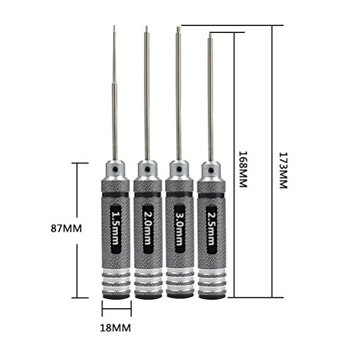 OFNMY 4pcs Hex Screw Driver Tools Kit Set 1.5mm 2.0mm 2.5mm 3.0mm Metric RC Helicopter Screw driver