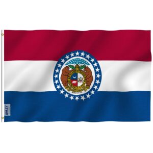 anley fly breeze 3x5 foot missouri state flag - vivid color and fade proof - canvas header and double stitched - missouri mo flags polyester with brass grommets 3 x 5 ft