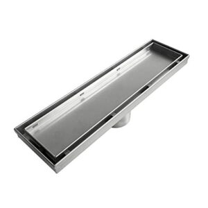 neodrain 12-inch linear shower drain with 2-in-1 flat & tile insert cover, brushed 304 stainless steel rectangle shower floor drain,floor shower drain with hair strainer