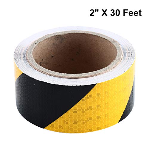 Homend 2" X 30 Feet Reflective Hazard Caution Stripe Tape Yellow And Black Waterproof (2" X 30 Feet)