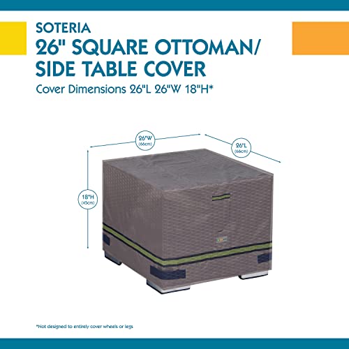 Duck Covers Classic Accessories Soteria Waterproof 26 Inch Square Patio Ottoman/Side Table Cover