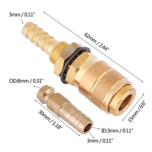 Akozon Water Cooled & Gas Adapter Quick Hose Connector Fitting for MIG TIG Welder Torch(Brass)