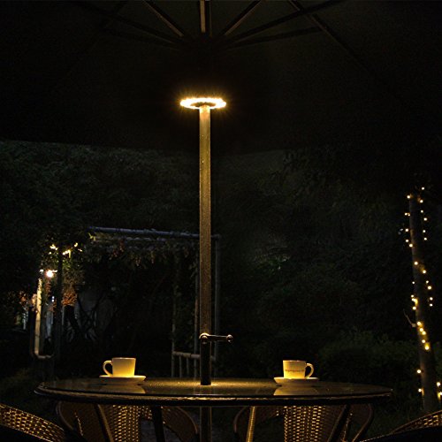 Patio Umbrella Lights Battery Operated, 3-Ways Switch, ZHONGXIN Warm White LEDs-Dual Up & Down Directional Lighting, Umbrella Pole Light for Patio Umbrellas, Camping Tents or Outdoor Use …